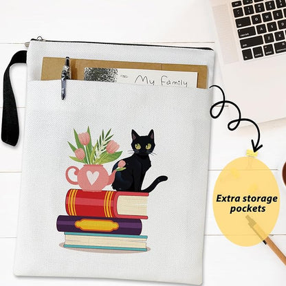 Black Cat Book Book Sleeve, Book Lovers Gifts Book Pouch Book Sleeve with Zipper and Front Pocket Reader Gifts Birthday Gifts for Adult Teen Teacher -10