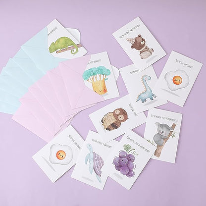 Mr. Pen- Funny Notecards with Envelopes, 24 Set, Funny Cards for Kids, Funny Geeting Cards for Kids, Blank Cards for Kids, Kids Cards, Fun Puns Blank Note Cards