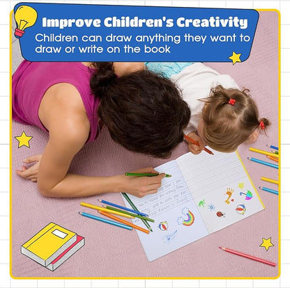 Henoyso 12 Pcs Primary Composition Notebook K-2 9 3/4 x 7 1/2 Inch Primary Journal Blank Writing Book for Kid to Write Draw and Journal 60 Page Notebook Back to School Supplies (Colorful)