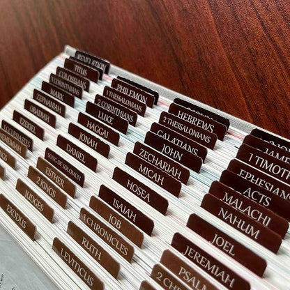 Thinkor Reposition Bible Tabs, Large Print Lanimated Stickers, Easy to Read and Apply Bible Tabs for Women and Man (Four Brown)