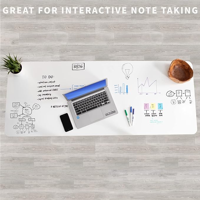 VIVO Dry Erase 60 x 24 inch Universal Solid One-Piece Table Top for Standard and Sit to Stand Height Adjustable Home and Office Desk Frames, Whiteboard Table Top, DESK-TOP6WE