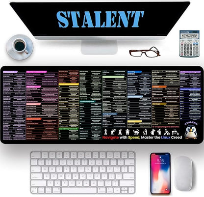 Linux Command Line Mouse Pad - 31.5"x11.8" XL Large Cheat Sheet Desk Mat for Kali/Ubuntu/Red Hat/Debian/OpenSUSE/Centos/Arch/Mint for Programmers, Developers, and IT Professionals