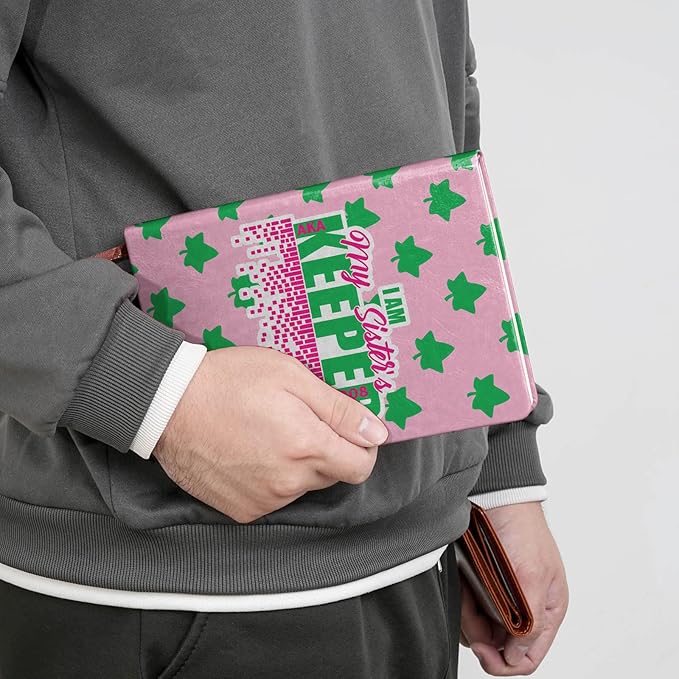 AKA Sorority Gift Leather Notebook for Women Girls Pink and Green Greek Sorority Journal Notebook Sisterhood Graduation Gift (I am My sister)