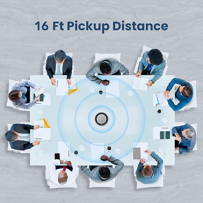 Enther&MAXHUB Bluetooth Speakerphone,USB Conference Speaker with 360° Voice Pickup&6 Microphones,Noise Reduction,Compatible with Zoom,Teams,Skype,Ideal for Professional Conference Call&Home Office