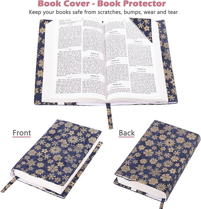 Book Covers with Corner Bookmark - Fabric Dust Jackets for Books - Book Protector for Book Lovers - Book Covers for for Paperbacks,Hardcover,Bibles - Soft Cover Book Sleeve for AA Books