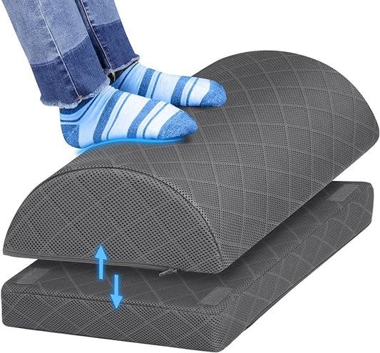 Foot Rest,Desk & Gaming Accessories,Foot Rest for Under Desk at Work,Comfortable Footrest with 2 Adjustable Heights & Removable Cover, Office Desk Accessories（Gray-19.7 in）