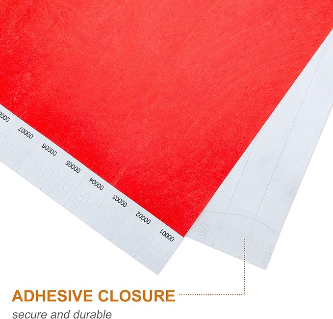 100 Pcs Wristbands, 1-100 Consecutive Numbers Waterproof Tearproof and Printable Wrist Straps Admission Bracelets Tickets (Red)