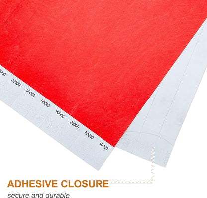 100 Pcs Wristbands, 1-100 Consecutive Numbers Waterproof Tearproof and Printable Wrist Straps Admission Bracelets Tickets (Red)