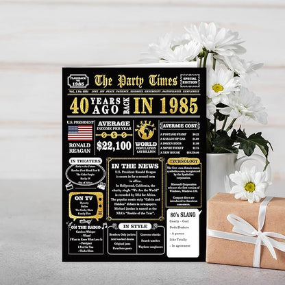 Jumbo 40th Birthday Gift for Him Her, Happy 40th Birthday Card for Women Men, Funny 40 Year Old Birthday Greeting Card for Mom Dad, Vintage 40 Birthday Decorations for Husband Wife