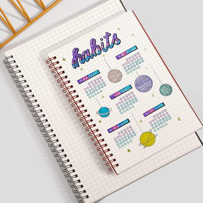 EMSHOI Graph Paper Spiral Notebook 7.48" x 10.15", 2 Pack 320 Pages B5 Large Graph Notebook with Sticky Notes, 100gsm Thick Grid Paper, Plastic Hardcover Journals for Writing Engineering Graphing