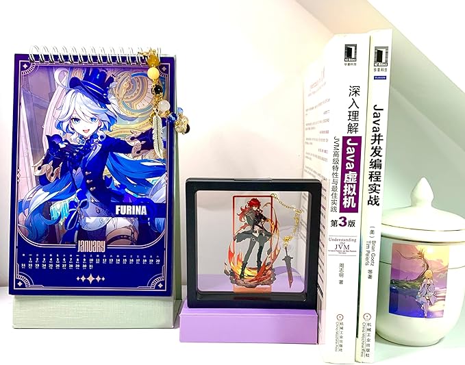 Metal Bookmarks - Genshin Impact Diluc Bookmarks Tabletop Decoration with 3D Display Box - Ideal Gifts for Book Lovers