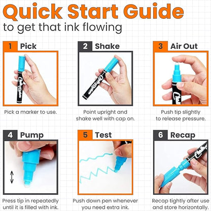 5 Orange Chalkboard Chalk Markers - Orange Dry Erase Markers for Blackboard, Chalkboard Signs, Windows, Glass | Variety Pack - Fine & Jumbo Size Ink Pen (1mm, 3mm, 6mm, 10mm, 15mm)