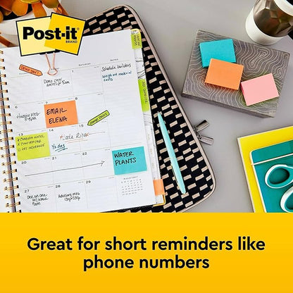 Post-it Mini Notes, 1 3/8 in. x 1 7/8 in., 12 Sticky Notes Pads, 100 Sheets per Pad, Poptimistic Collection, School Supplies and Oﬃce Products, The Original Post-it Note
