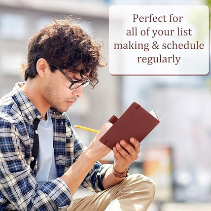 Laumoi Pocket Notebook Journals with Pens A6 Cute Small Journal Notebook Ruled Lined Mini Notepad Hardcover Executive Notebooks Set with Pen Holder for School Office, 3.7 x 5.7 Inch (Burgundy)