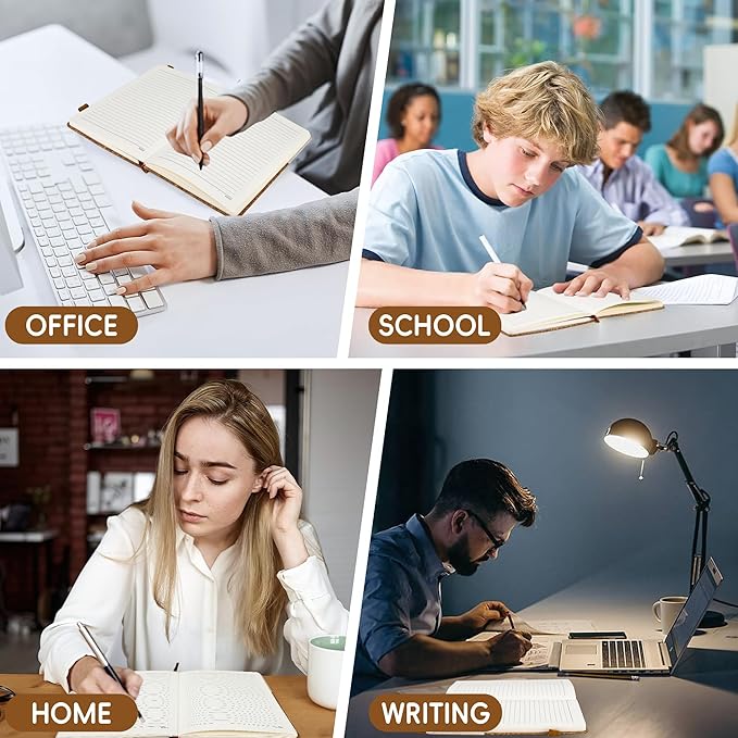 Lined Journal Notebook for Women Men, 192 Pages 100 GSM Thick Paper, Cork & Non-Woven Fabric Cover | Hardcover Journals for Writing, A5 College Ruled | Business, Work & School, 5.8"×8.5"(Cork-White)