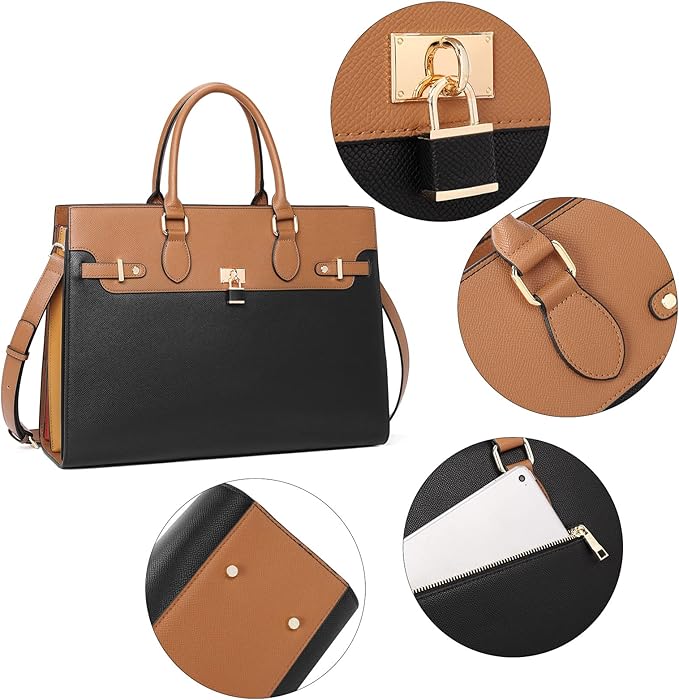 CLUCI Briefcase for Women Leather Laptop 15.6 Inch Business Ladies Work Computer Tote Bags