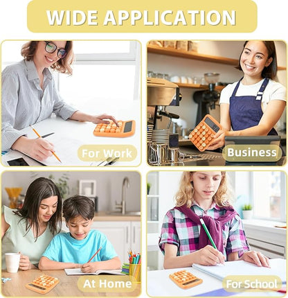 Desktop Calculator 12 Digit, Cute LCD Display Mechanical Basic Standard Calculators with Big Buttons, Aesthetic School Office Supplies (Mixed Orange)