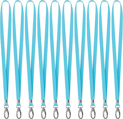 10 Pack Lanyards for ID Badges, Cruise Ship Cards, Keys, Keychain, Long-lasting Neck lanyard Strap with Clasp, Cruise Badge Key Lanyards for Men, Women, Teachers, Kids (Light Blue)