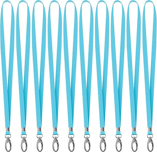 10 Pack Lanyards for ID Badges, Cruise Ship Cards, Keys, Keychain, Long-lasting Neck lanyard Strap with Clasp, Cruise Badge Key Lanyards for Men, Women, Teachers, Kids (Light Blue)