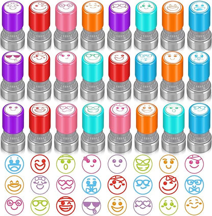 Yinder 24 Pcs Teacher Stamps for Classroom Self Inking Classroom Stamps Bulk for Teachers Elementary Colorful Motivational Encouraging Gifts(Expression)