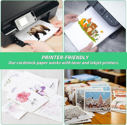 4" x 6" Cardstock Paper 200 Sheets Index Cards White Cardstock, 92lb/250gsm Thick Paper Card Stock White Blank Cardstock Thick Printer Paper Cardstock for Greeting Cards, Postcards, DIY Cards