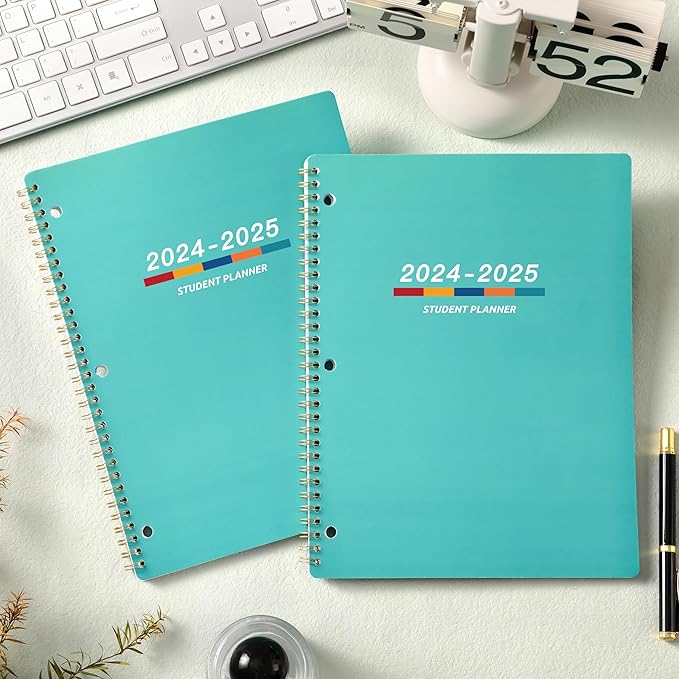 Student Planner 2024-2025 - Academic Planner 2024-2025 from July 2024 - June 2025, 11" × 9", Weekly Lesson Planner with Stickers, Week's Goals, Printed Tabs and Golden Twin-Wire Binding