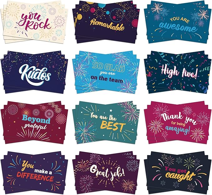 Yeaqee 240 Pcs Employee Appreciation Kudos Cards Funny Blank Back Motivational Card Encouragement Thank You Note Recognition Card for Teacher College Affirmation Gift(Flame)