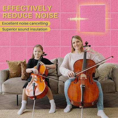 DOLLAR BOSS Large Cork Board for Wall 48" x 36" x 0.5" Bulletin Board 12 Packs Black Cork Board Tiles Self Adhesive Felt Wall Tiles with Pushpins, Corkboard for Office Pin Board Tack Board, Pink