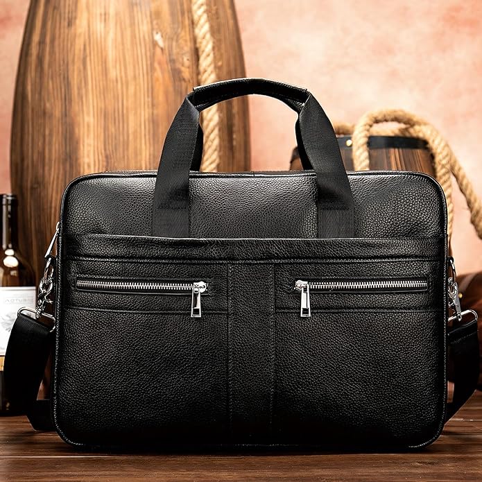 Leather Briefcase for Men, 15.6-16.1 inch Laptop Bag, Vintage Handmade Messenger Bag