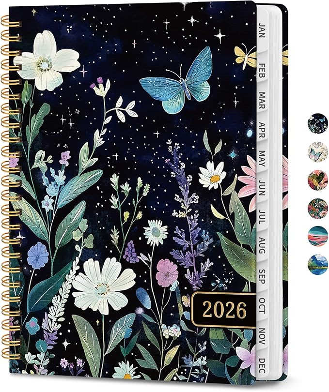 2026 Planner, Weekly and Monthly Planner for Women, January 2026 to December 2026, Pretty Hardcover 2026 Calendar Planner Book with Tabs, Inner Pocket, Spiral Bound, Perfect Office Home School Supplies - 8.5" x 11", Celestial
