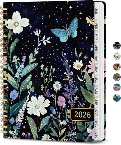 2026 Planner, Weekly and Monthly Planner for Women, January 2026 to December 2026, Pretty Hardcover 2026 Calendar Planner Book with Tabs, Inner Pocket, Spiral Bound, Perfect Office Home School Supplies - 6.3" x 8.5", Celestial