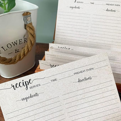321Done Folding Recipe Cards (Set of 50) X-Large - Made in USA - Folds to 4x6 from 8x6 - Rustic Boho Kraft Tan Minimalist – Retro Vintage Luxury Thick Cardstock Jumbo Folded Double-Sided
