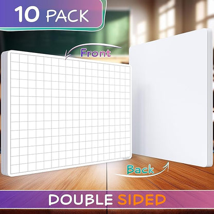 SCRIBBLEDO Large Grid Dry Erase Sheets 11”x14” Math Practice Small White Board Sheets Math Manipulatives Quad Graph Whiteboard Sheets Math Supplies Homeschool Teacher Students Classroom Pack of 10