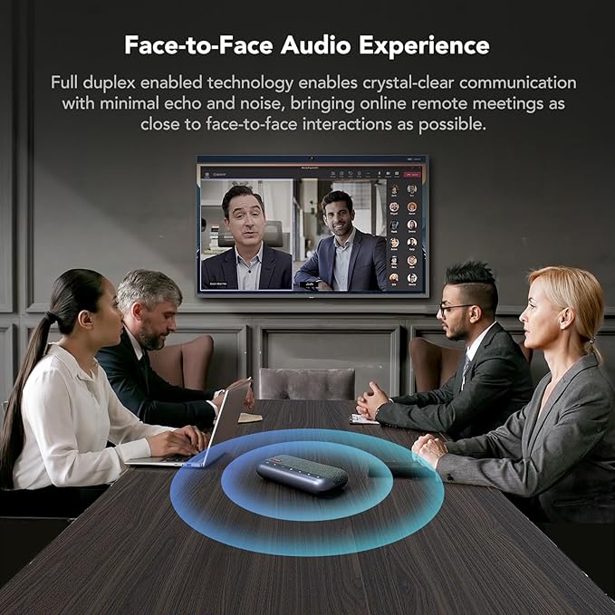 NUROUM A35 Conference Speaker and Microphone, AI-Powered Noise Cancelling, 32kHZ 13ft Voice Pickup, Daisy Chain for up to 20 People, Bluetooth/USB Speakerphone Compatible with Zoom/Teams/Google Meet