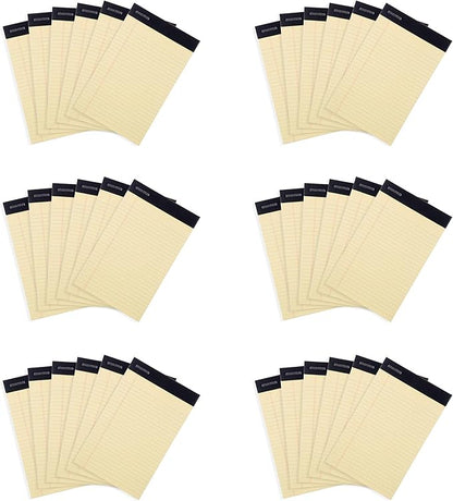 Mintra Office Legal Pads, ((xBasic, 5in x 8in, Narrow (Canary), 36pk (6-6pks)), Narrow Ruled, 50 Sheets per Notepad, Micro perforated Writing Pad, Notebook Paper for School, College, Office, Work