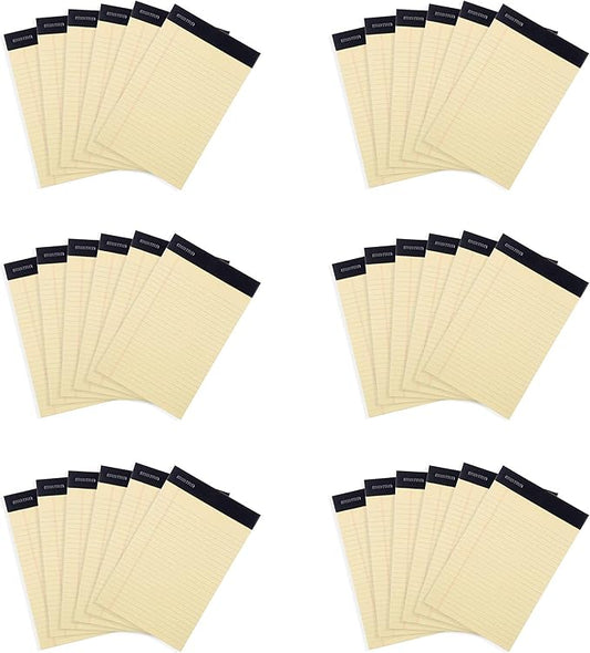 Mintra Office Legal Pads, ((xBasic, 5in x 8in, Narrow (Canary), 36pk (6-6pks)), Narrow Ruled, 50 Sheets per Notepad, Micro perforated Writing Pad, Notebook Paper for School, College, Office, Work