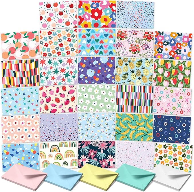S&O Blank Cards for All Occasions in One Box Set - Blank Notecards for Handwritten Messages - All Occasion Notes Assortment Box with covers - 100 Vibrant Notecards and Envelopes Pack