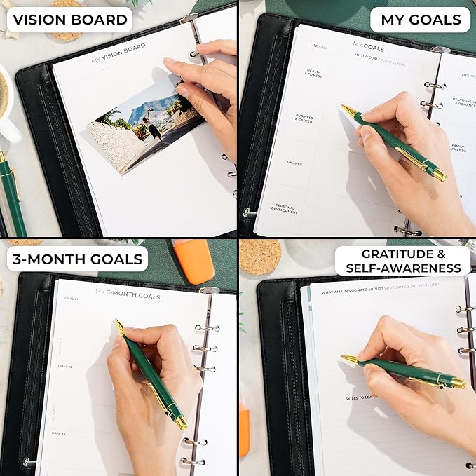 Clever Fox Weekly Planner Binder – Goal Setting Planner for Time Management & Weekly Tasks – Work & Life Organizer with to Do List & Habit Tracker – Undated, 7″ x 9″ Hardcover (Black)