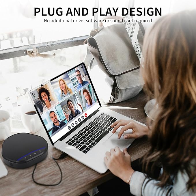 XTUGA K6 Conference Speaker and Microphone Speakerphone Noise Reduction 360°Voice Pickup USB Mic Compatible with Video Call, Zoom, Teams, Skype, Home Office Meeting