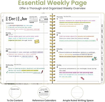 2026 Planner, Weekly and Monthly Planner for Women, January 2026 to December 2026, Pretty Hardcover 2026 Calendar Planner Book with Tabs, Inner Pocket, Spiral Bound, Perfect Office Home School Supplies - 6.3" x 8.5", Butterfly Sonata