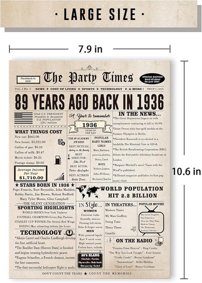 89th Birthday Card Gifts for Women Men, Retro Birthday Cards for 89 Year Old Mom Dad Grandpa Granny, Funny 89th Bday Decorations