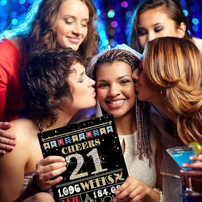 21st Birthday Card, 21st Birthday Decorations for Her Him, 21st Birthday Gifts for Daughter Son, Back in 2004 Birthday Card, Black Gold