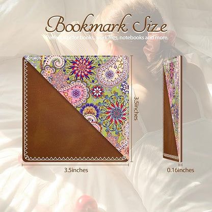 Personalized Leather Bookmarks, Fun & Cute Book Accessories for Reading Lovers, Unbreakable Page Markers for Women Men Girls Boys Student Teacher Kids Retirement Birthday Gifts (Vintage Swirl)