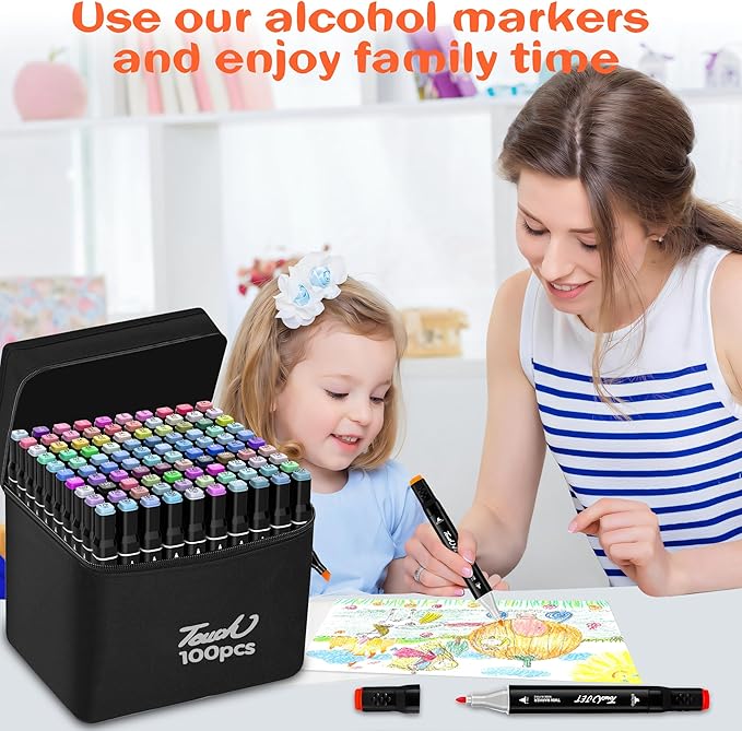Alcohol Markers, 100 Colors Dual Tip Art Markers, Drawing Markers, Coloring Marker for Kids Sketching Adult Coloring