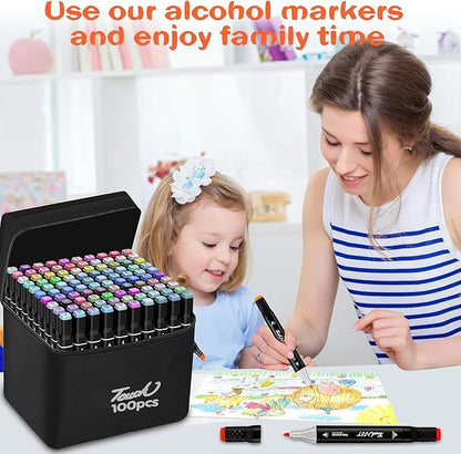 Alcohol Markers, 100 Colors Dual Tip Art Markers, Drawing Markers, Coloring Marker for Kids Sketching Adult Coloring