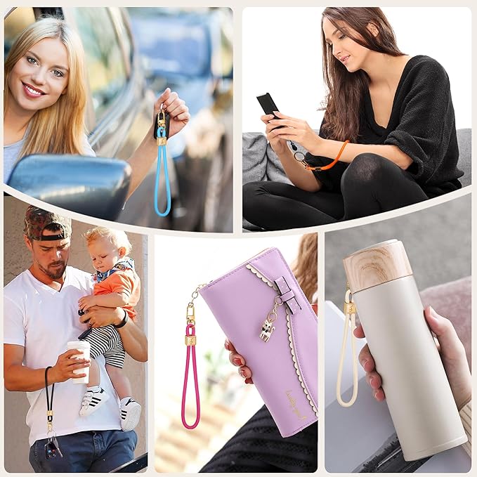 Fishent Keychain Wristlet lanyard, Cute Key Chain Holder, Upgraded Woven Wrist Lanyard for Keys, Wristlet Strap Keychain for Women Men Car Keys ID Badges Card Wallet Phone (Black)