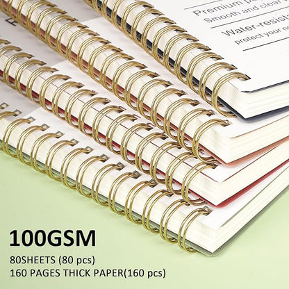 Graph Paper Notebook, 4 Pack Journal Spiral Graph Grid Notebooks 5.7" x 8.3", 640 Pages, Cute School Supplies Notebooks for Work, Aesthetic Gift Office Supplies for Study and Notes