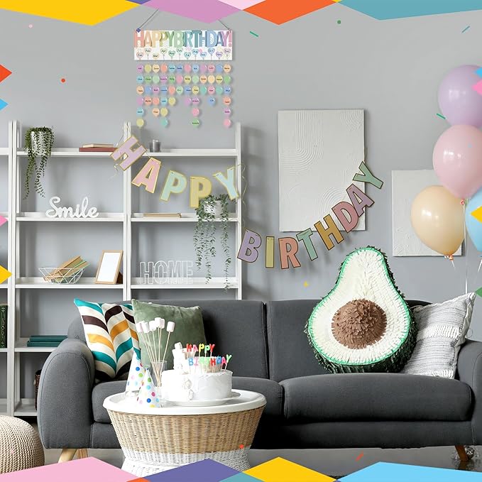 Eersida Birthday Calendar Wall Hanging Family Birthday Plaque with Tags Acrylic Birthday Reminder Calendar Board Classroom Birthday Reminder 120 Tags Christmas Party Gifts Home Decor(Pastel Color)