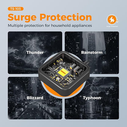 Surge Protector Power Strip, TESSAN Flat Extension Cord 5 FT with USB Ports (1 USB C) and 3 Outlets, Ultra Thin Flat Plug Wall Charger for Home, Office, School, Dorm Room Essentials, Black