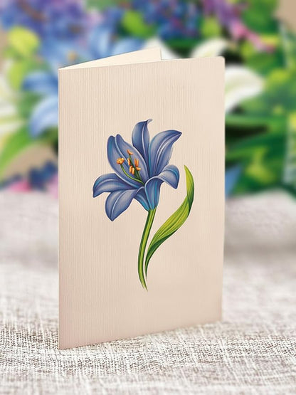Freshcut Paper Pop Up Cards, Lilies & Lupines 12 inch Paper Flower Bouquet Greeting Cards with Blank Note Card & Envelope, Birthday Gifts for Women